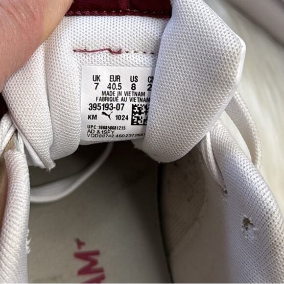 Puma White and Burgundy Carter Color Block Sneakers - Picture 7 of 8